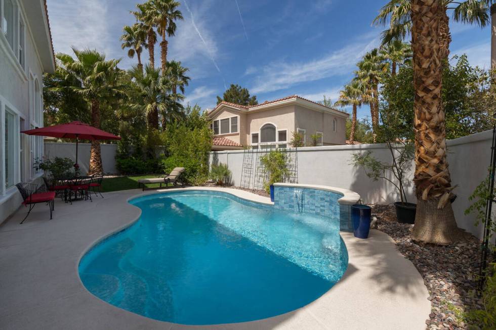 The pool and backyard of 8204 Taos Paseo Ave. (David Correa Photography)