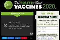 This Wednesday, May 19, 2021 image made from The Truth About Vaccines website, run by Ty and Ch ...
