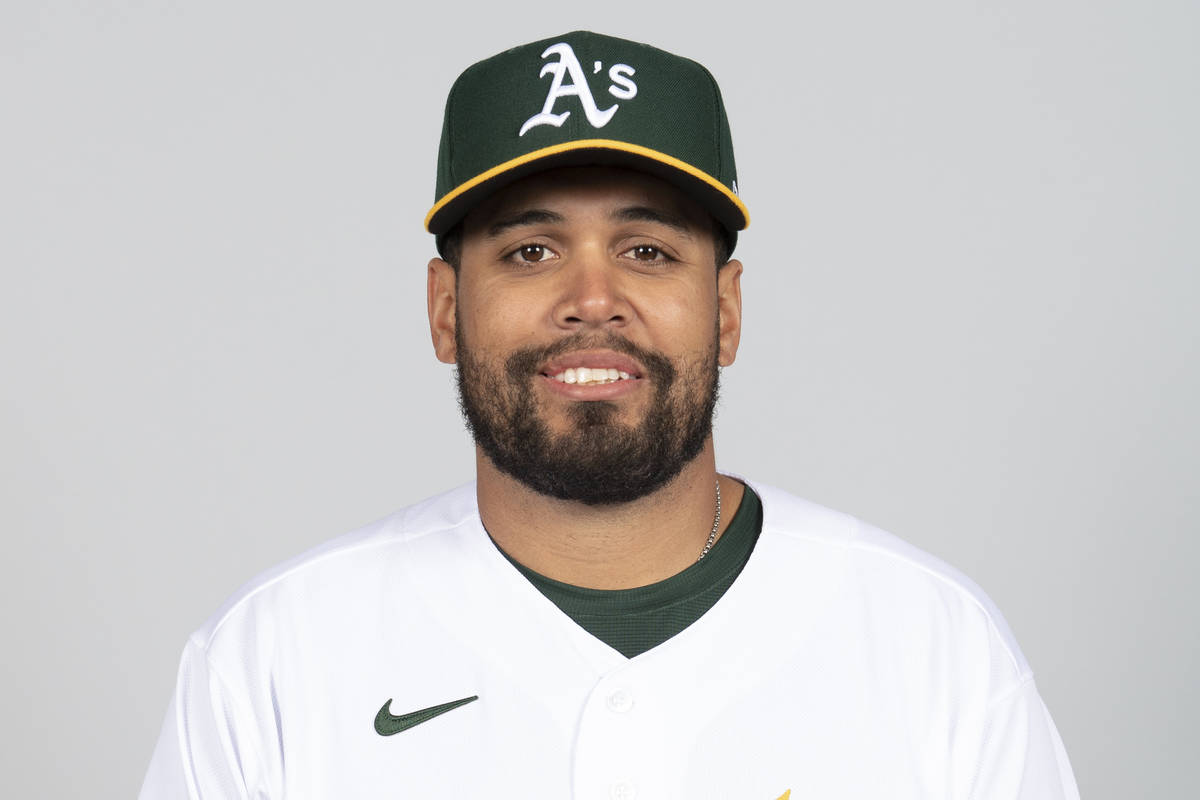 This is a 2021 photo of Francisco Pena of the Oakland Athletics baseball team. This image refle ...