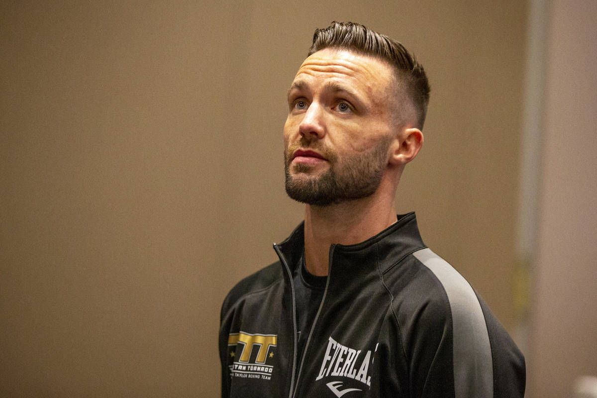 WBA and IBF junior welterweight champion Josh Taylor during a news conference on Thursday, May ...