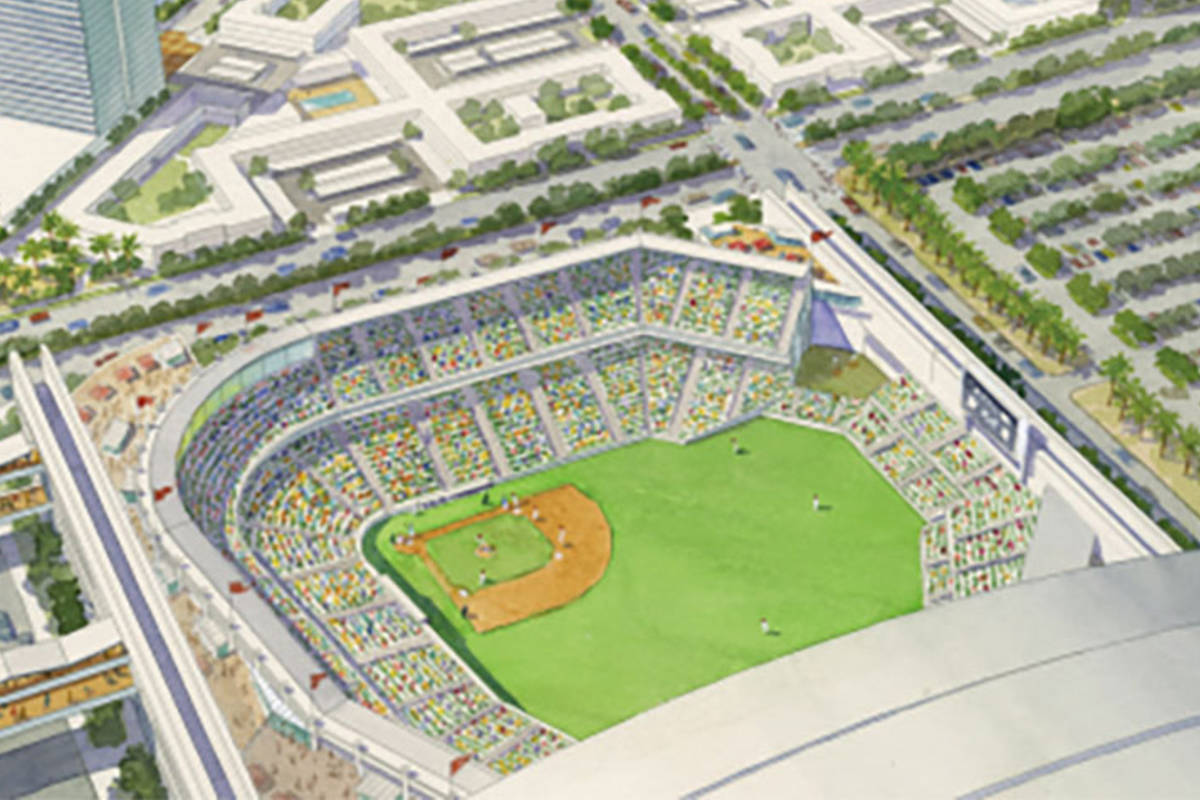 A rendering shows the proposed location for a ballpark in Henderson. (City of Henderson) Tag