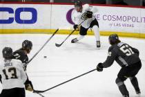 Golden Knights forward Jack Dugan (8) during a scrimmage on the first day of training camp at C ...