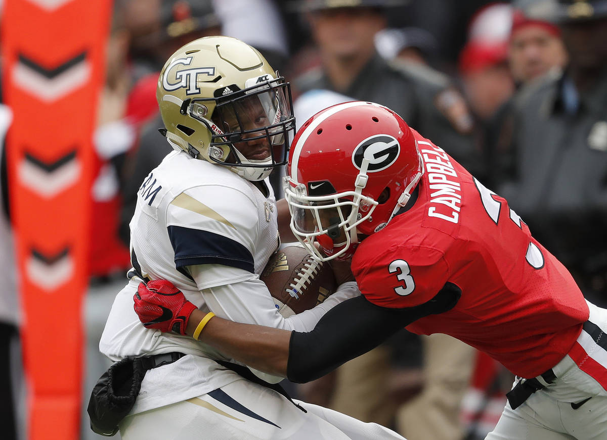 FILE - In this Saturday, Nov. 24, 2018 file photo, Georgia Tech quarterback James Graham (4) i ...