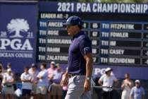 Phil Mickelson walks on the ninth hole during the final round at the PGA Championship golf tour ...