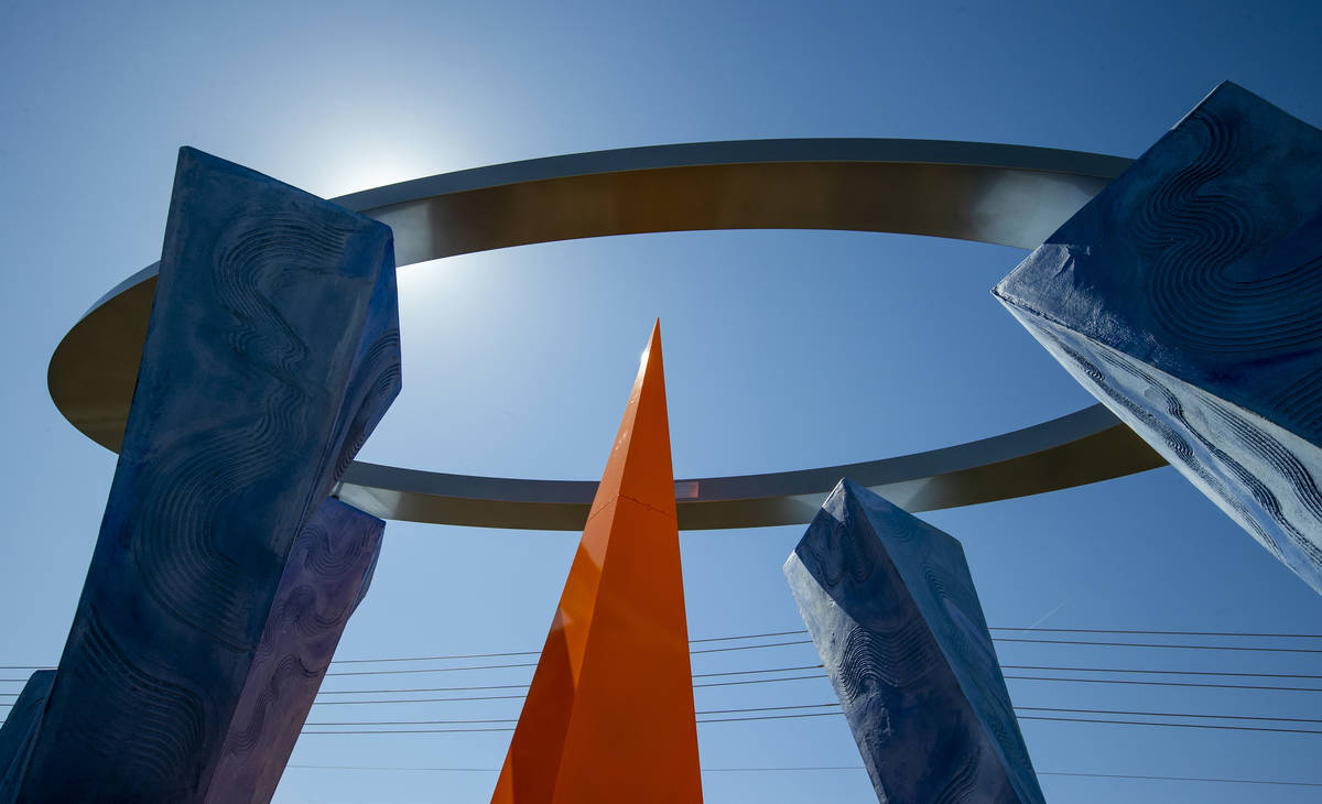 "Absolute Ceiling," an aviation-themed art sculpture by Robert Spencer Davidson, sites near the ...