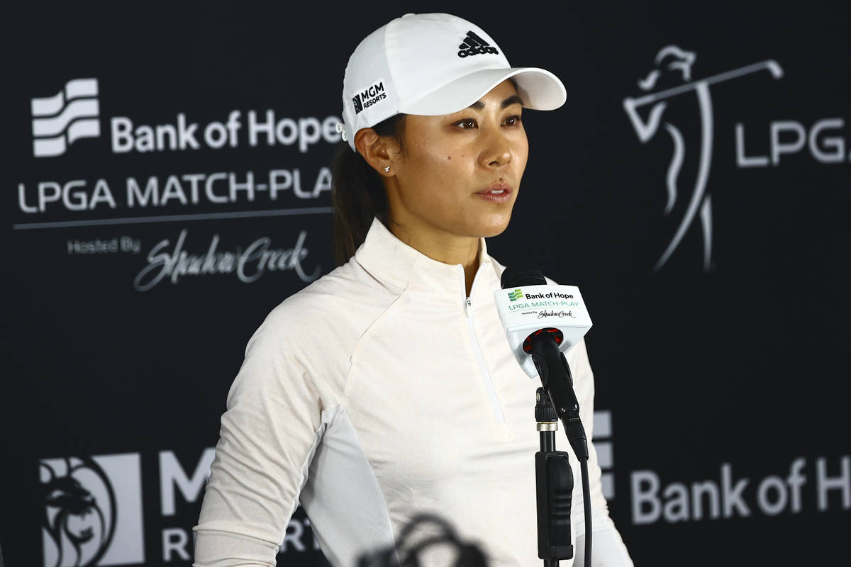 Danielle Kang speaks during the practice day ahead of the Bank of Hope LPGA Match Play at Shado ...