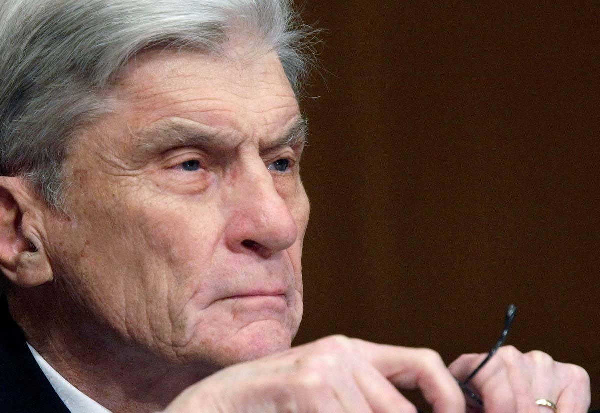 In this April 8, 2008 file photo, then Senate Armed Services Committee member Sen. John Warner, ...