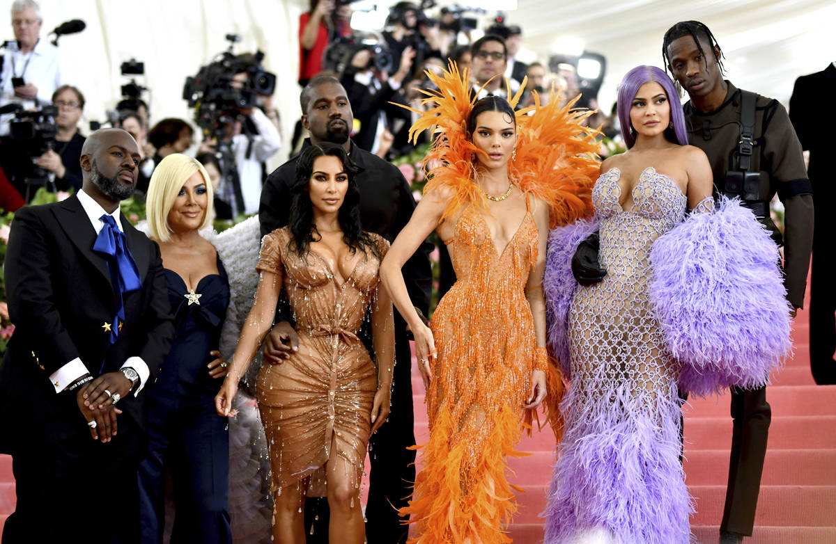 Corey Gamble, from left, Kris Jenner, Kim Kardashian, Kendall Jenner, Kylie Jenner and Travis S ...