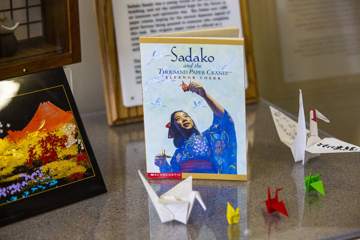 A display about Sadako Sasaki is seen during a tour of the Historic Wendover Airfield, a World ...