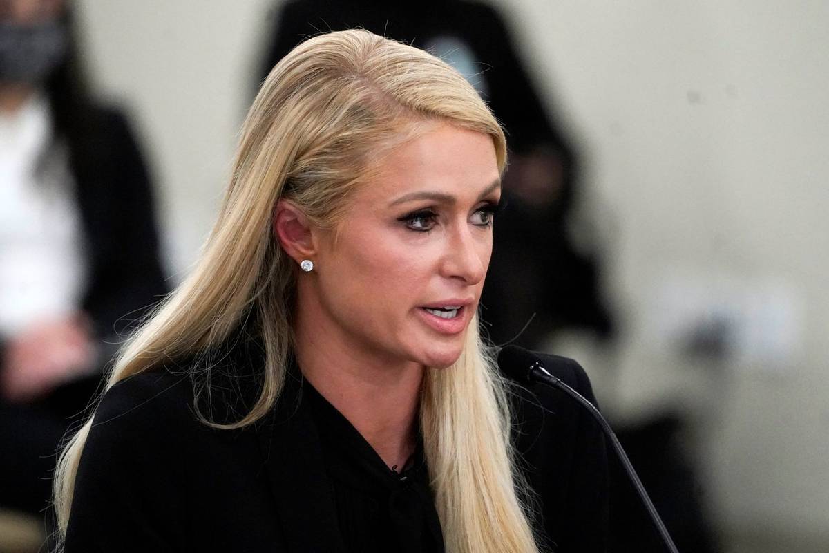 Paris Hilton speaks at a committee hearing at the Utah State Capitol, Monday, Feb. 8, 2021, in ...