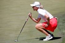 Sophia Popov of Germany lines up a putt on the second green during the third round of the Bank ...