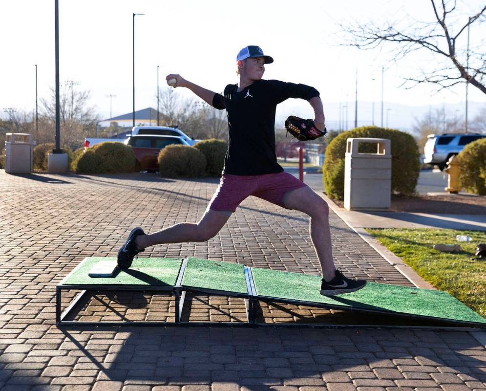 Silverado High student School student and University of Oregon Commit, Tanner McDougal, through ...