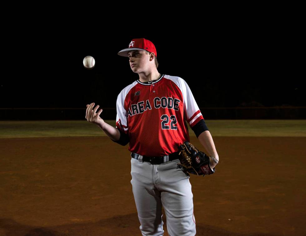 Silverado High School student and University of Oregon Commit, Tanner McDougal, poses for a pho ...