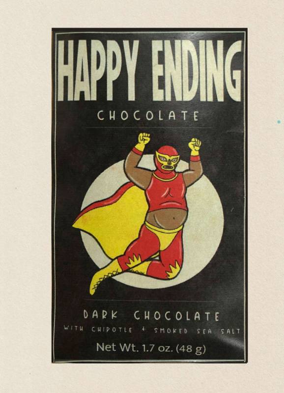 One colorful package resembles a chubby lucha libre wrestler (dark chocolate with chipotle and ...