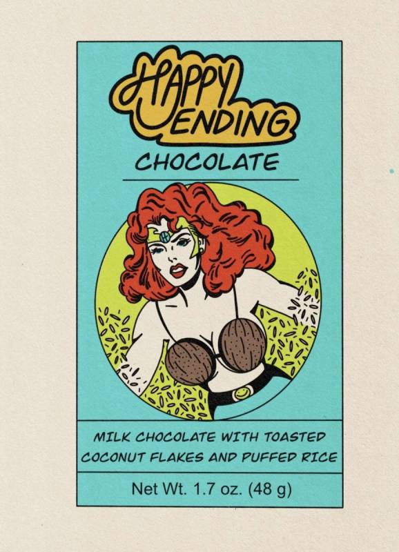 One package is reminiscent of Wonder Woman wearing a coconut-shell bikini top. (Vincent Landin)