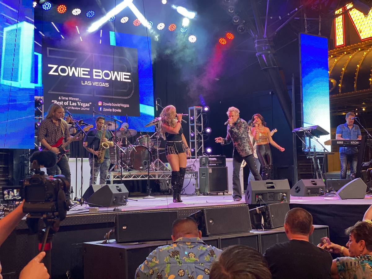 Veteran Vegas party band Zowie Bowie performs on the Fremont Street Experience's 3rd Street Sta ...