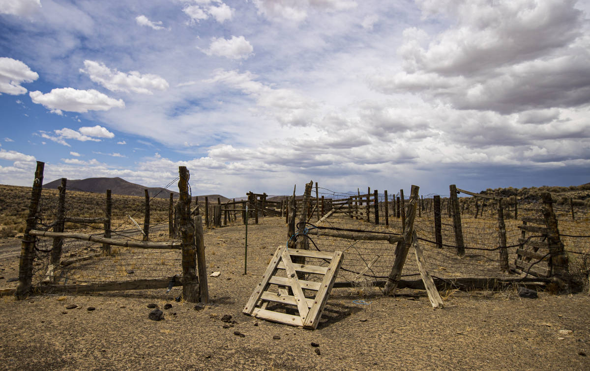 A worn down pen is seen in the Pancake Range along the Basin & Range trail route in Nye Cou ...