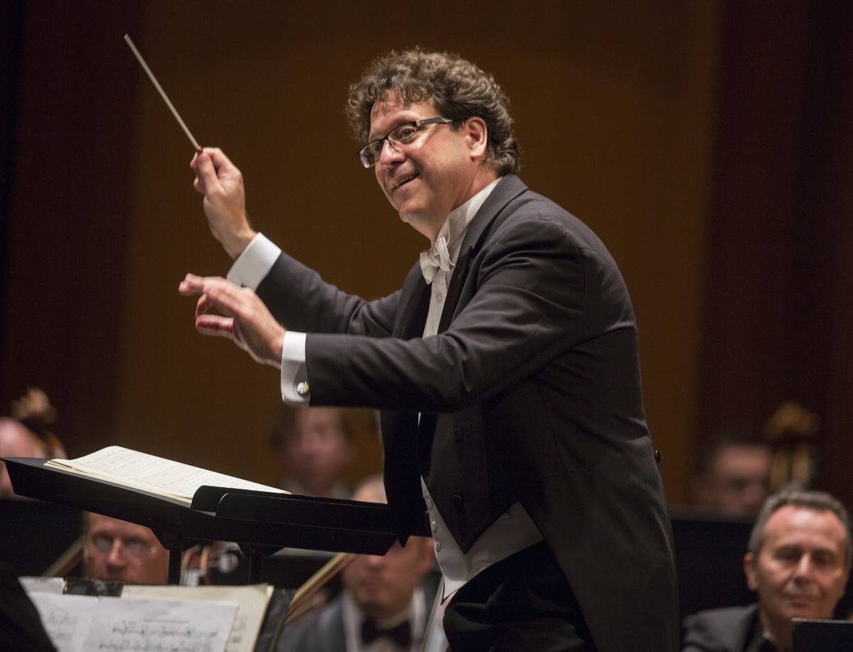 Music Director Donato Cabrera directs the Las Vegas Philharmonic on Sept. 7, 2019, at The Smith ...