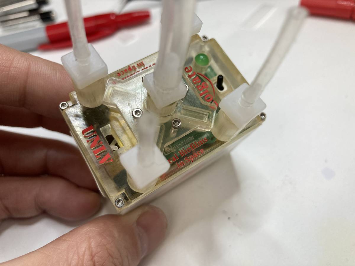 UNLV engineers designed a test kit, including 3D-printed microfluidic pump devices, for an expe ...