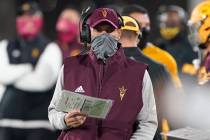 Arizona State head coach Herm Edwards against UCLA during the first half of an NCAA college foo ...