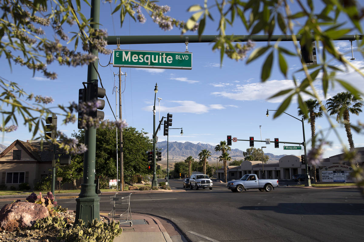 Traffic moves along Mesquite Boulevard on Wednesday, June 2, 2021, in Mesquite. The town, which ...