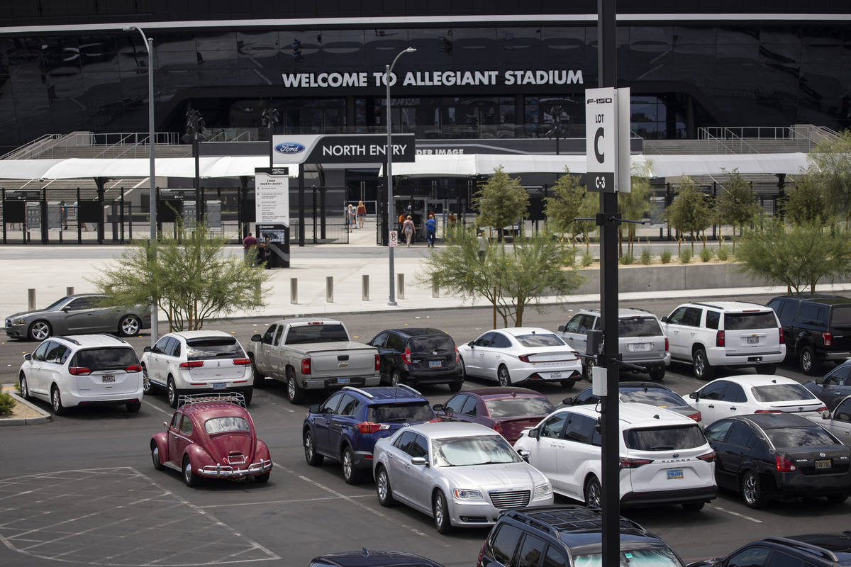 Parking lot C at Allegiant Stadium in Las Vegas, Thursday, June 3, 2021. (Erik Verduzco / Las V ...