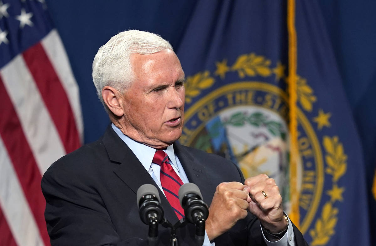 Former Vice President Mike Pence speaks at the annual Hillsborough County NH GOP Lincoln-Reagan ...