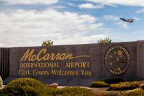 Sign for McCarran International Airport in Las Vegas. Electrical issues at the airport are affe ...