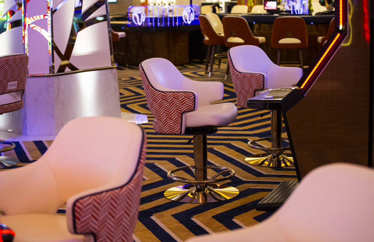 Details of the carpet and chair design on the casino floor during a tour of Resorts World ahead ...