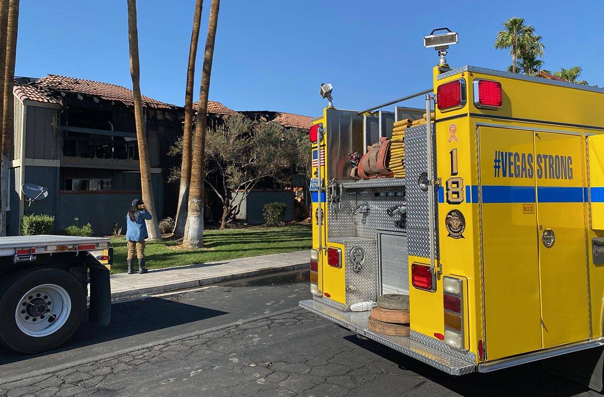 Several evacuations were reported as Clark County and Las Vegas firefighters battled a fire at ...