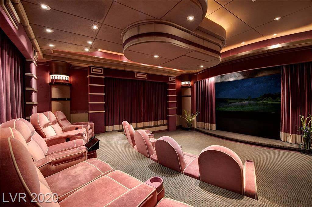 The home theater at the Tournament Hills mansion in Summerlin at 8912 Greensboro Lane. (Luxury ...