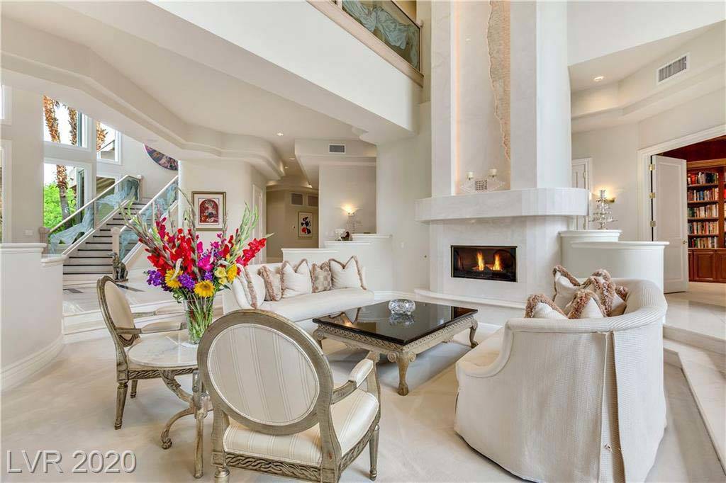 The living area in the Tournament Hills mansion in Summerlin at 8912 Greensboro Lane. (Luxury H ...