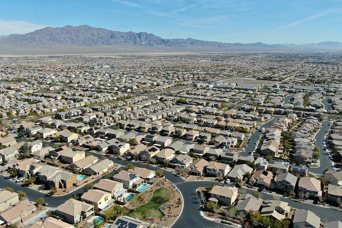 An aerial view of the Providence housing development near Knickerbocker Park in Las Vegas on Tu ...