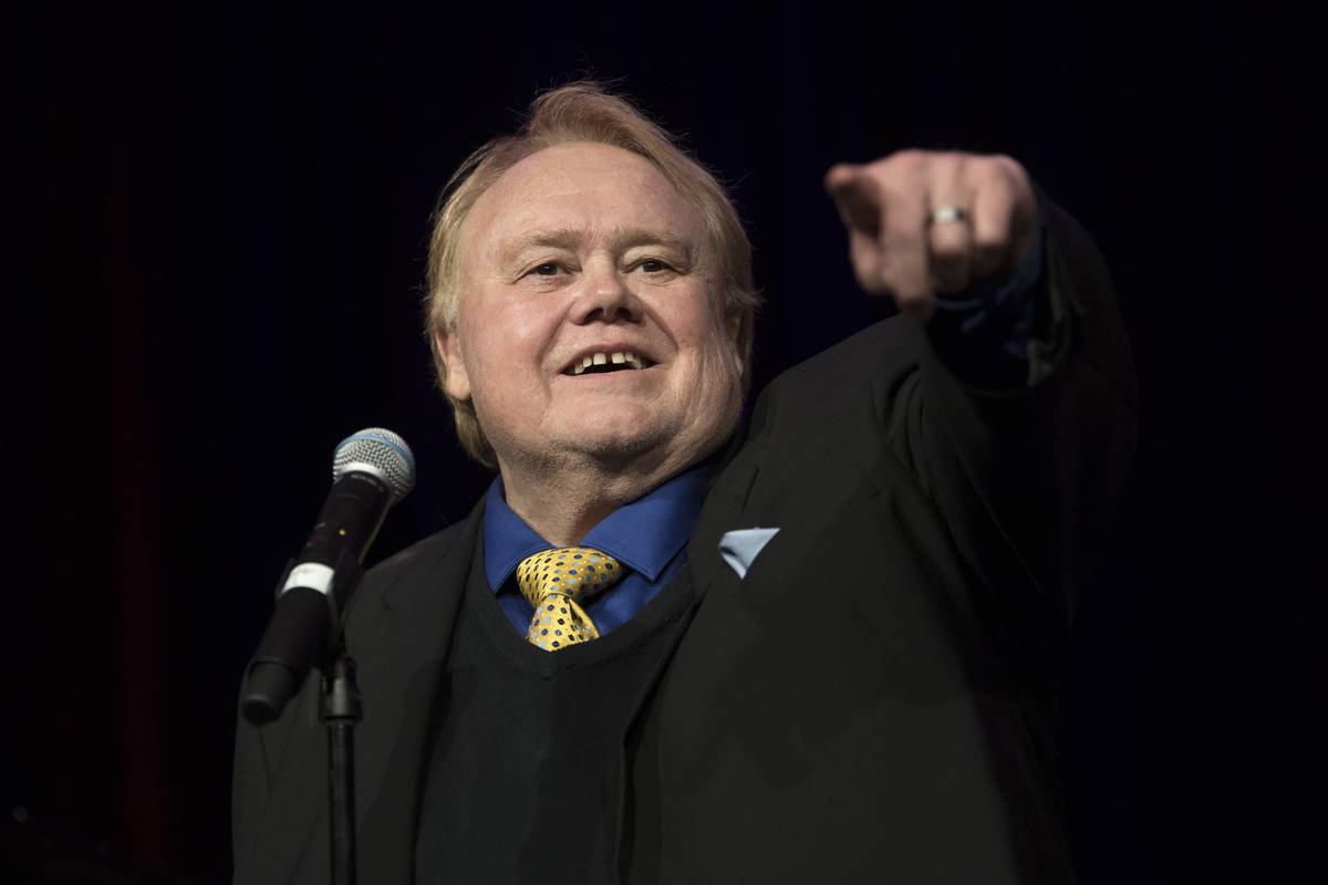 Comedian Louie Anderson reminisces during a memorial for comedian Marty Allen on what would hav ...