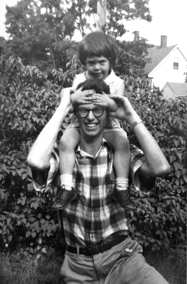 Judy Polumbaum age 3, on her father's shoulders. (Polumbaum Family Collection)