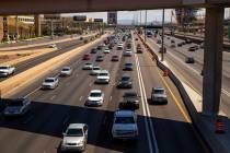 Much fewer vehicles travel in the HOV lane northbound on Interstate 15 about Tropicana Ave. as ...