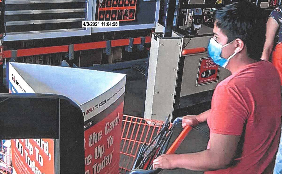 Aaron Guerrero is shown on surveillance video at a Home Depot store in Las Vegas. (Clark County ...