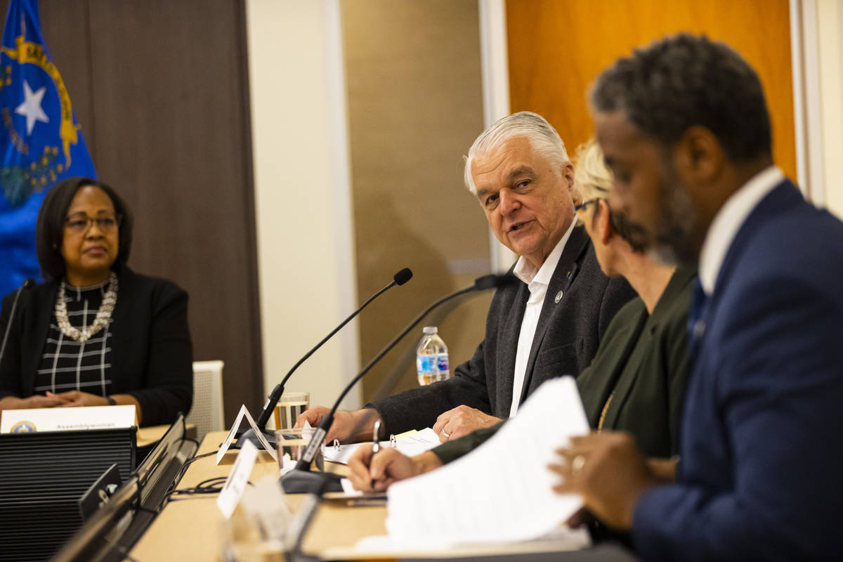 Gov. Steve Sisolak speaks during a roundtable discussion with Energy Secretary Jennifer Granhol ...