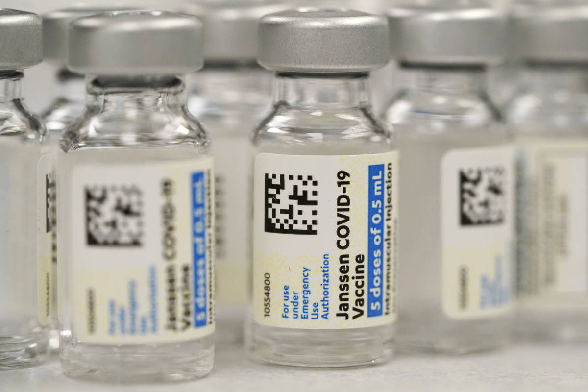 This Saturday, March 6, 2021 file photo shows vials of Johnson & Johnson COVID-19 vaccine at a ...