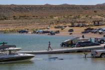 Boaters put in and out of the water at the Boulder Harbor in the Lake Mead National Recreation ...