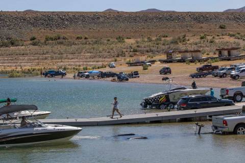 Boaters put in and out of the water at the Boulder Harbor in the Lake Mead National Recreation ...