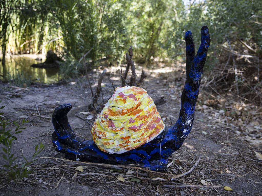 An art work made by Jennifer Deveraux is displayed along the Clark County Wetlands ParkÕs ...
