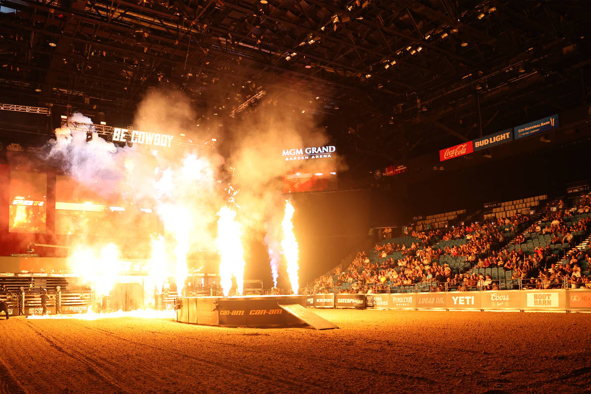 Fans attend the Professional Bull Riders Las Vegas Invitational at the MGM Grand Garden Arena i ...