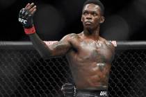 FILE - In this Feb. 10, 2019, file photo, Nigeria's Israel Adesanya poses as he fights Brazil's ...