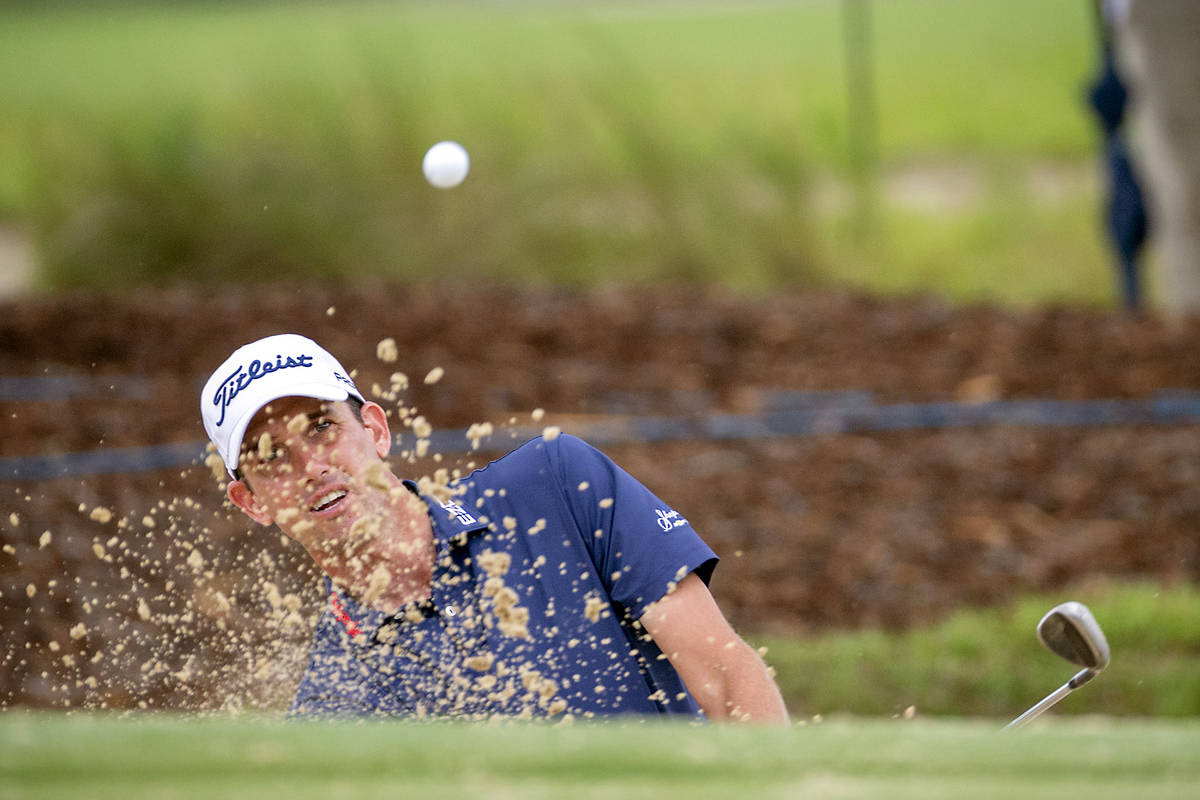 Chesson Hadley hits out of the bunker on the the second green during the final round of the Pal ...