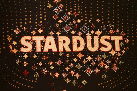 A detail shot of a rendition the former Stardust marquee is seen during a tour of Resorts World ...