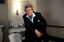 In this photo taken on Thursday, Nov. 14, 2019, British singer Rod Stewart poses for the media ...