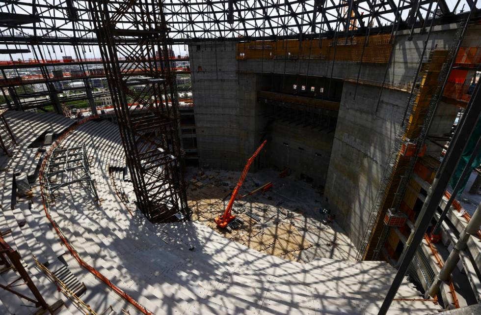 Construction continues during a tour of the Madison Square Garden Sphere at The Venetian in Las ...