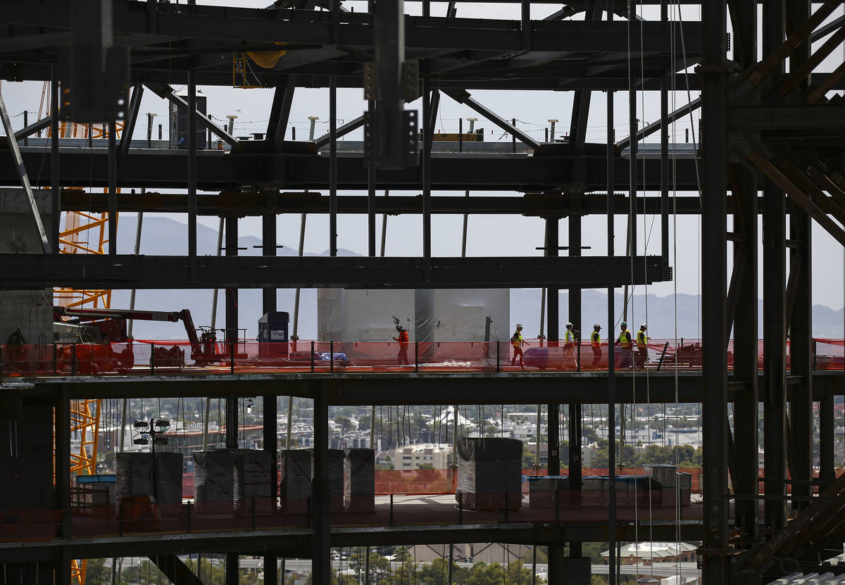 Construction continues during a tour of the Madison Square Garden Sphere at The Venetian in Las ...