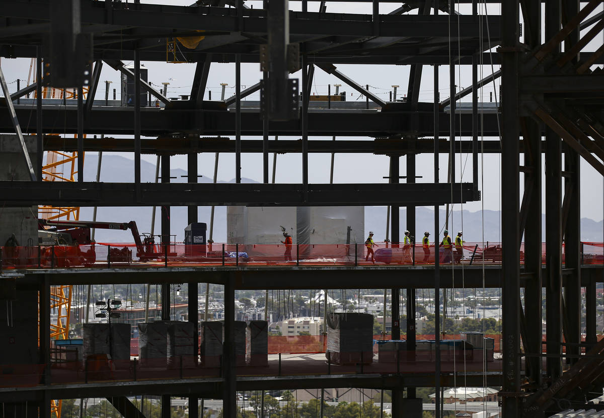 Construction continues during a tour of the Madison Square Garden Sphere at The Venetian in Las ...